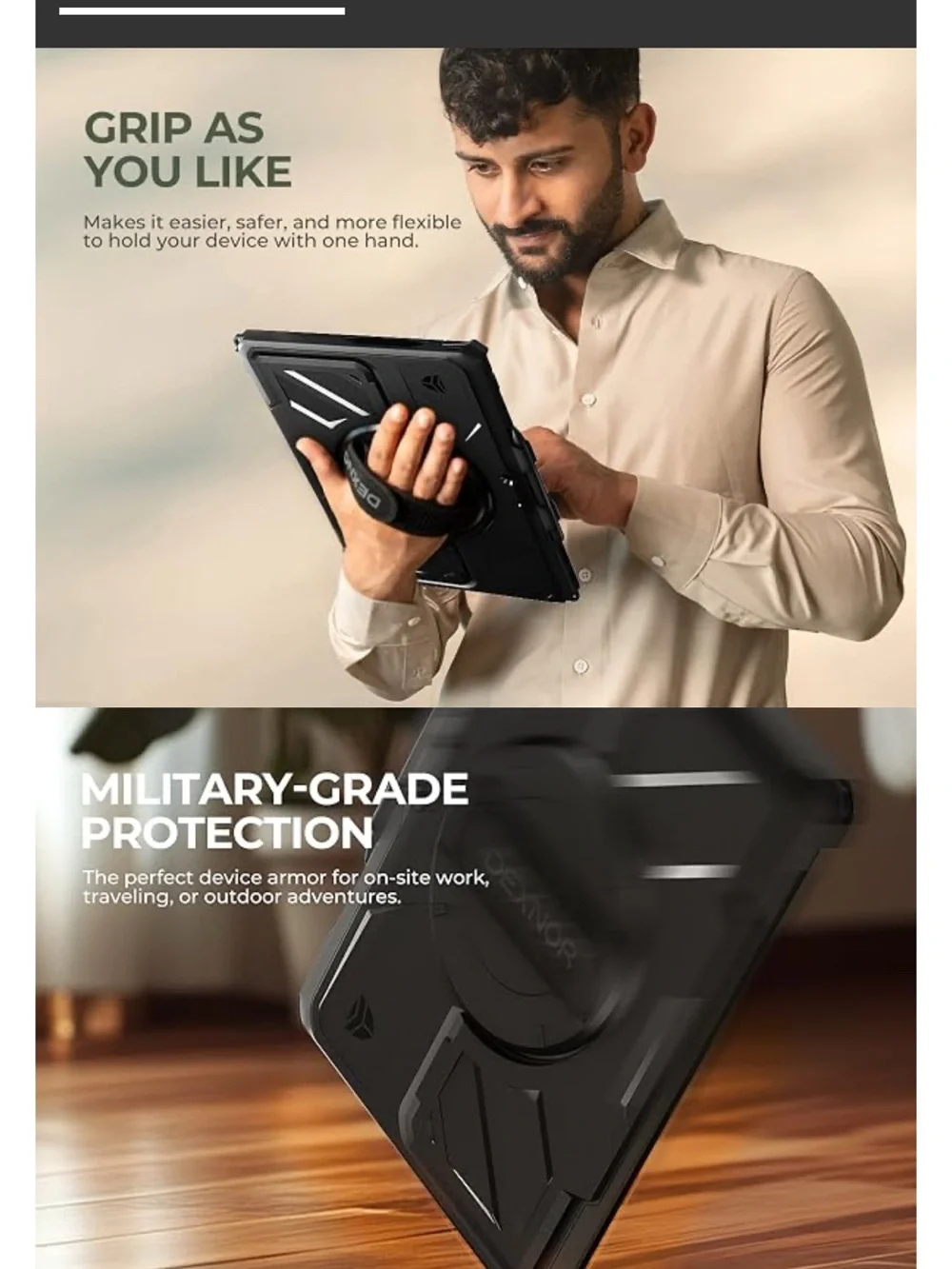 DEXNOR Rugged Rotating Tablet Case in Black for Surface Pro 12th Edition 13”